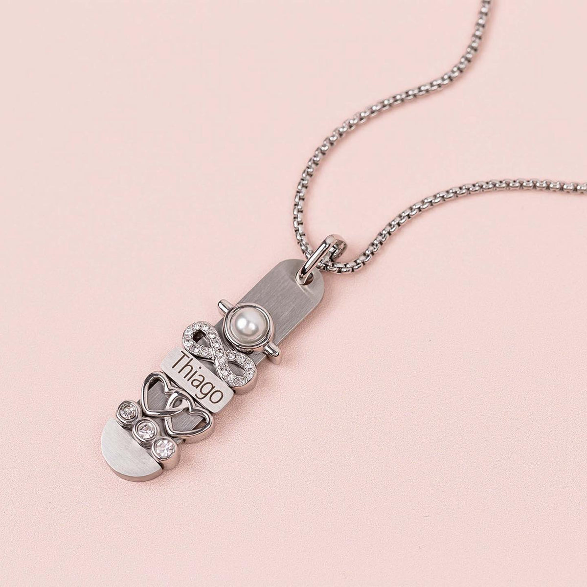 Mesh charm necklace - Stainless steel