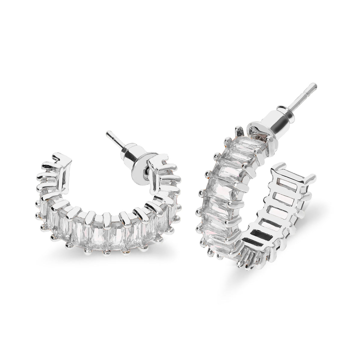 Coral stone earring white silver - Stainless steel