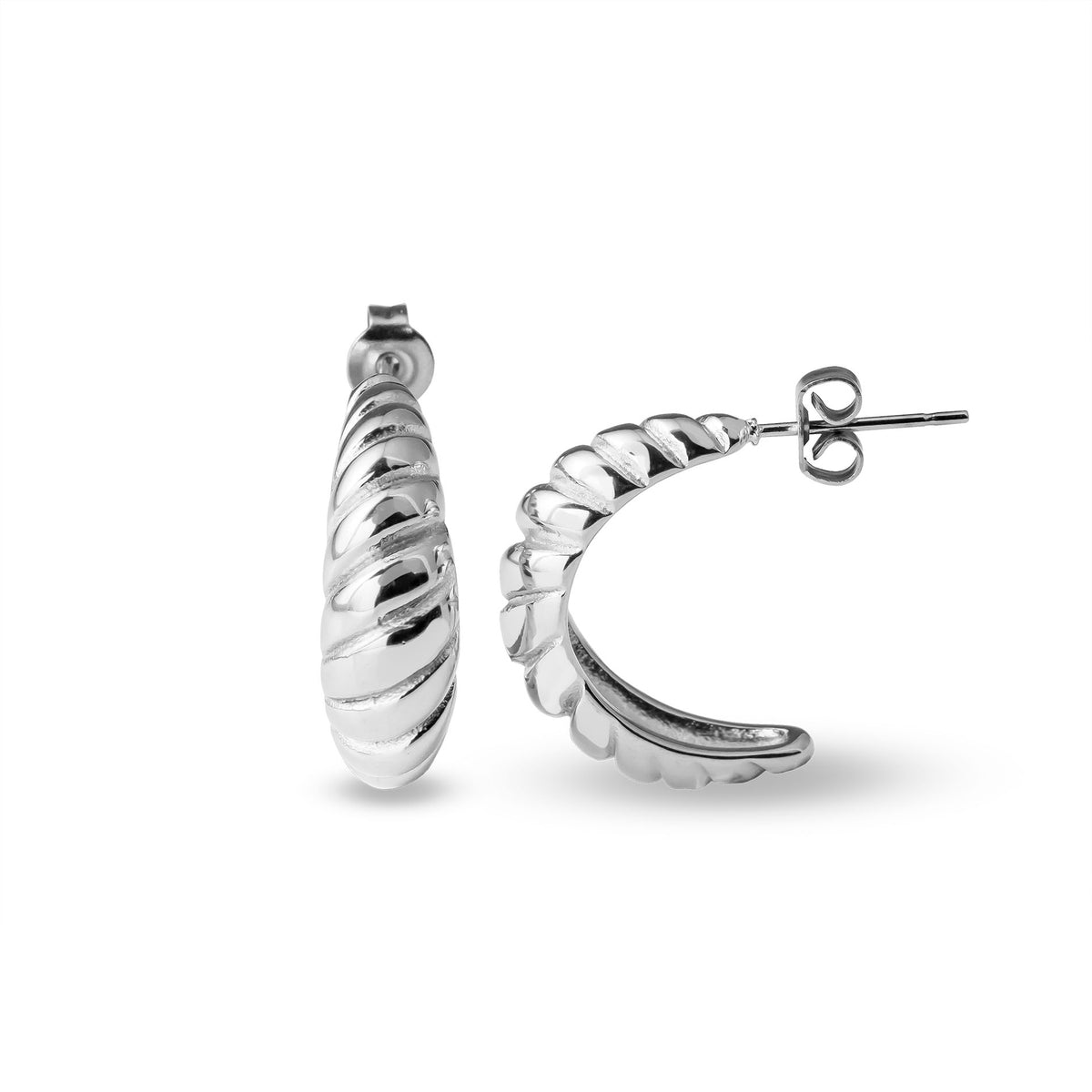 Croissant earring silver - Stainless steel