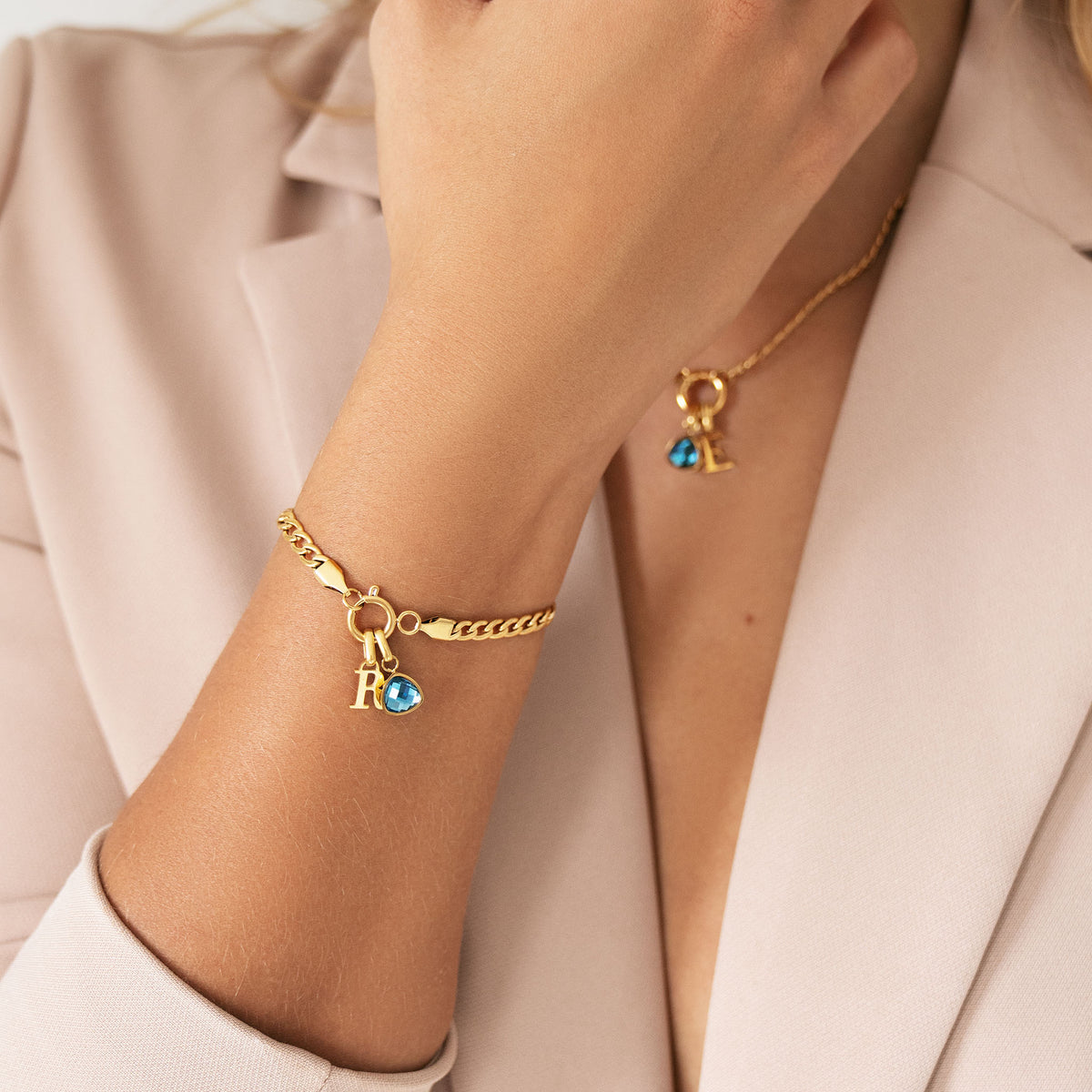 Letter & birthstone bracelet - Stainless steel