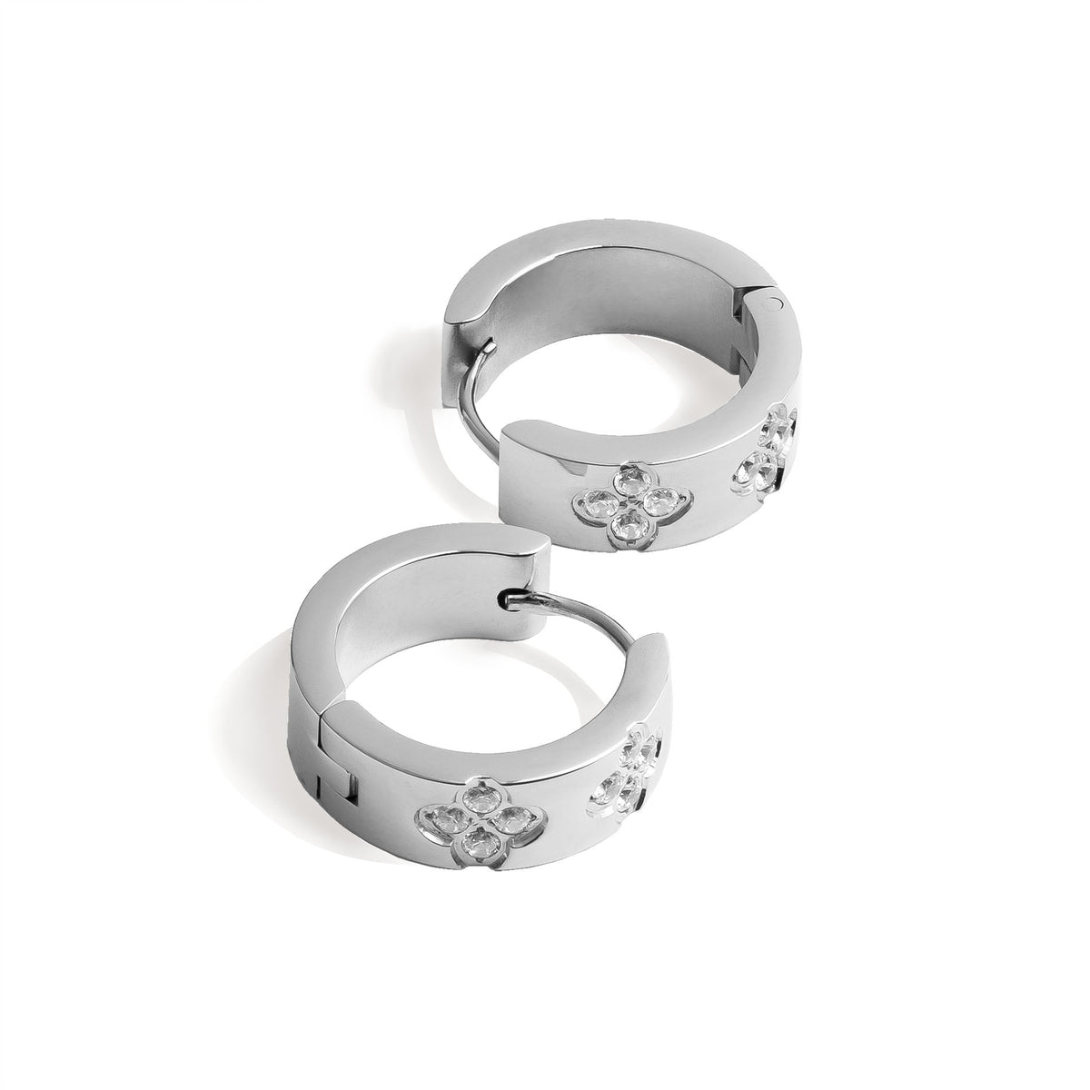 Clover stones earring silver - Stainless steel