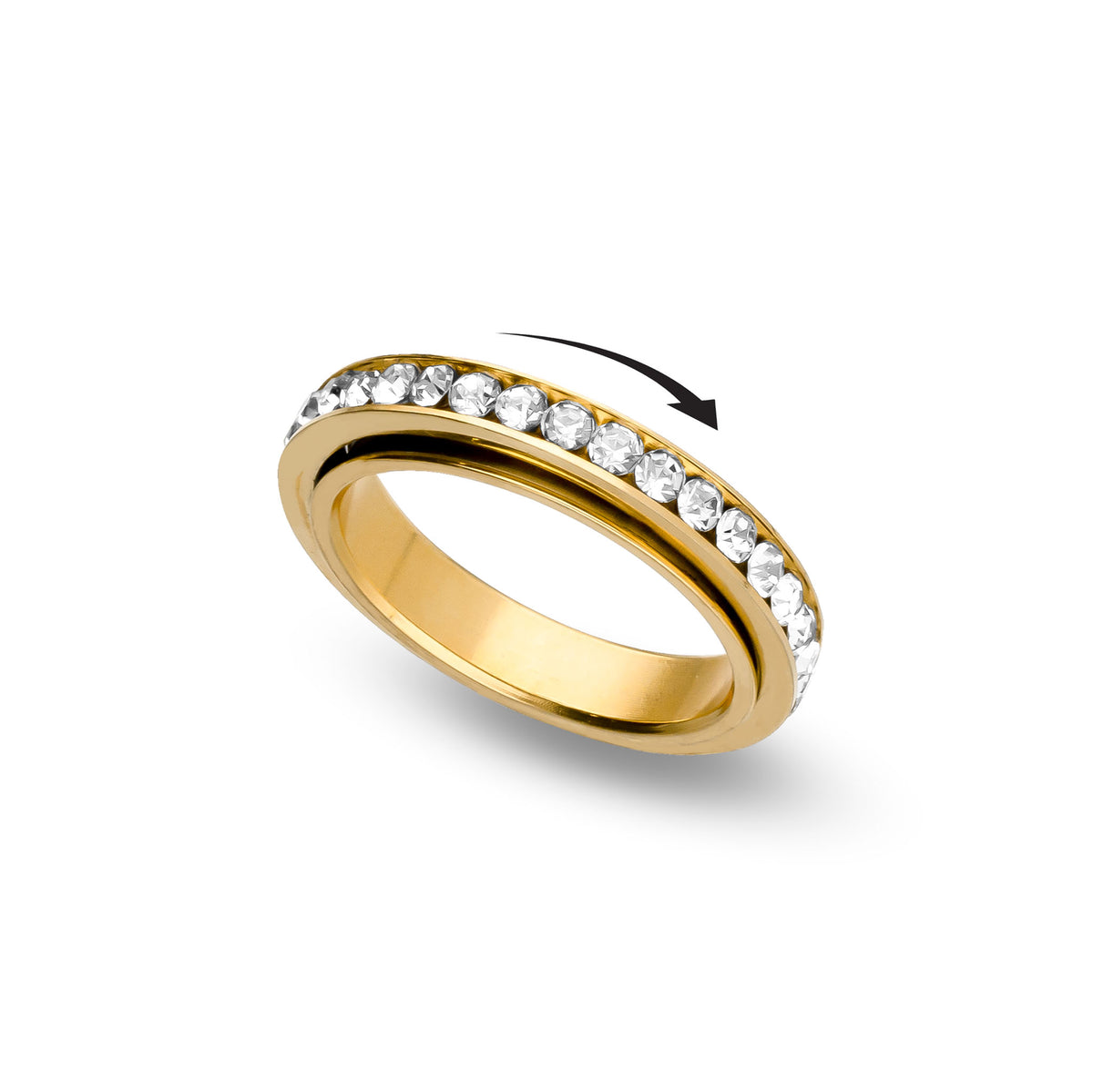 Fidget stones ring gold - Stainless steel