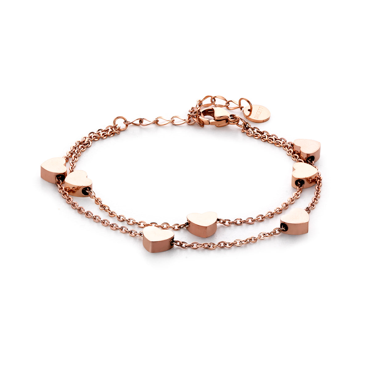 Double heart chain rosé gold - Stainless steel