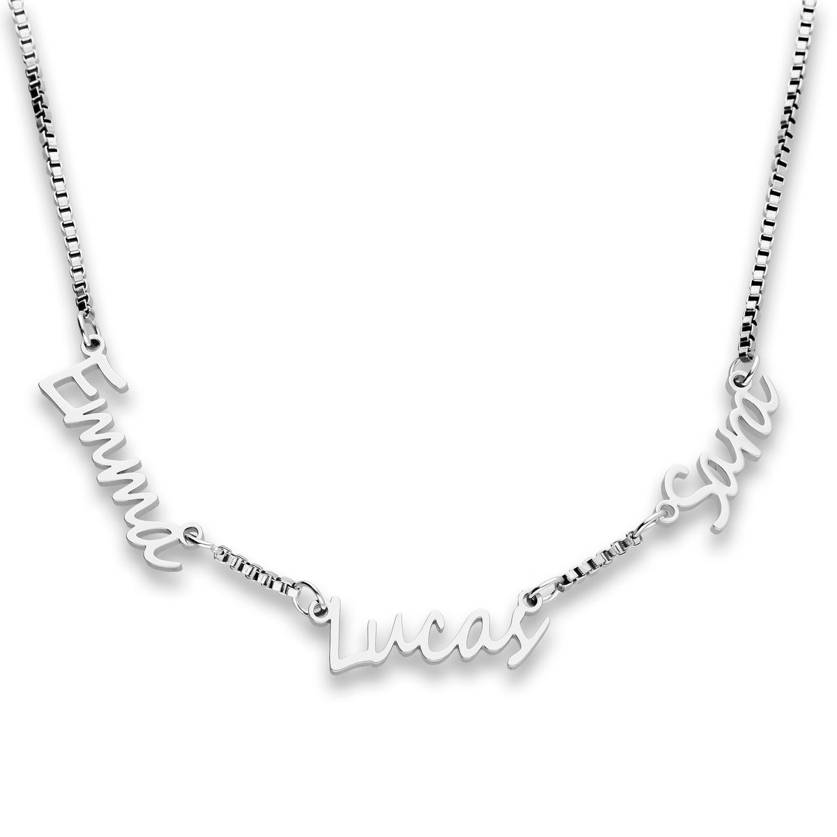 Multi name necklace silver - Personalized