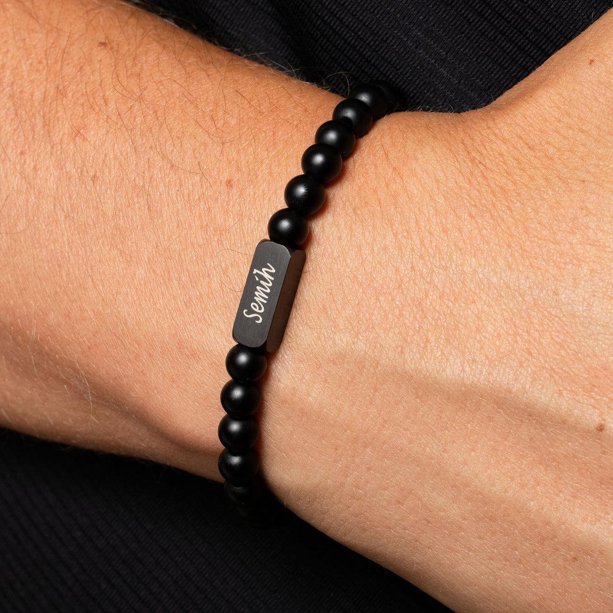 Noir bead bracelet - worn