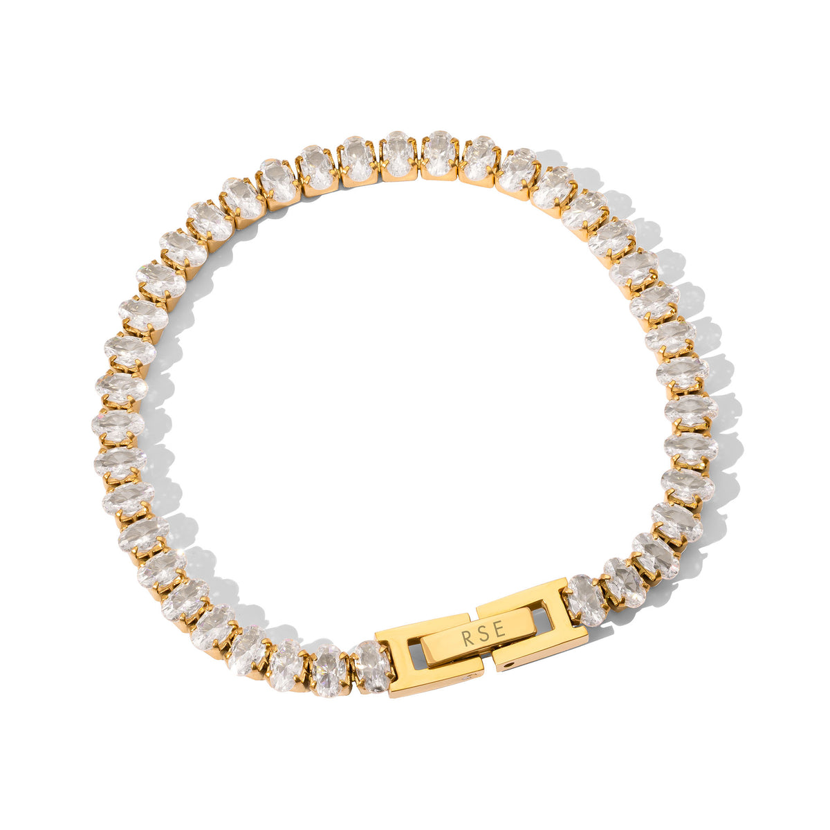Oval Tennis Bracelet Gold - Zirconia stones