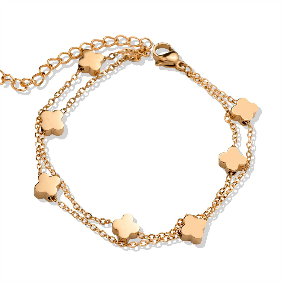 Clover rosé gold bracelet - Tarnish free