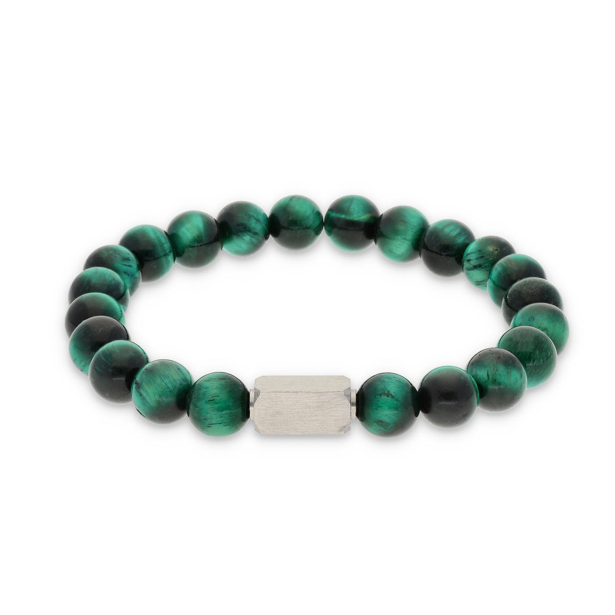 Green tiger eye qube - Stainless steel