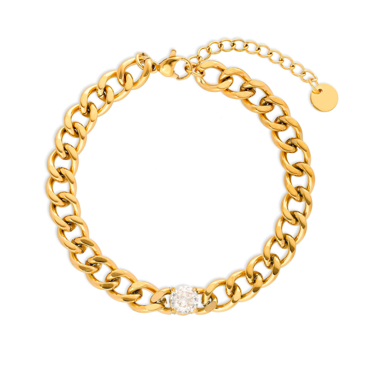 Cuban chain stone gold - Stainless steel