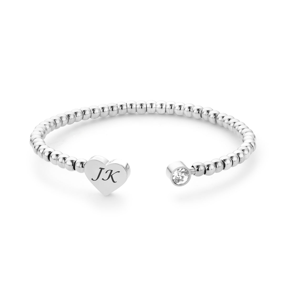 Heart ball bangle silver - Personalized