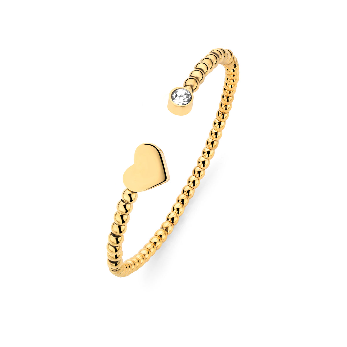 Heart ball bangle - Stainless steel