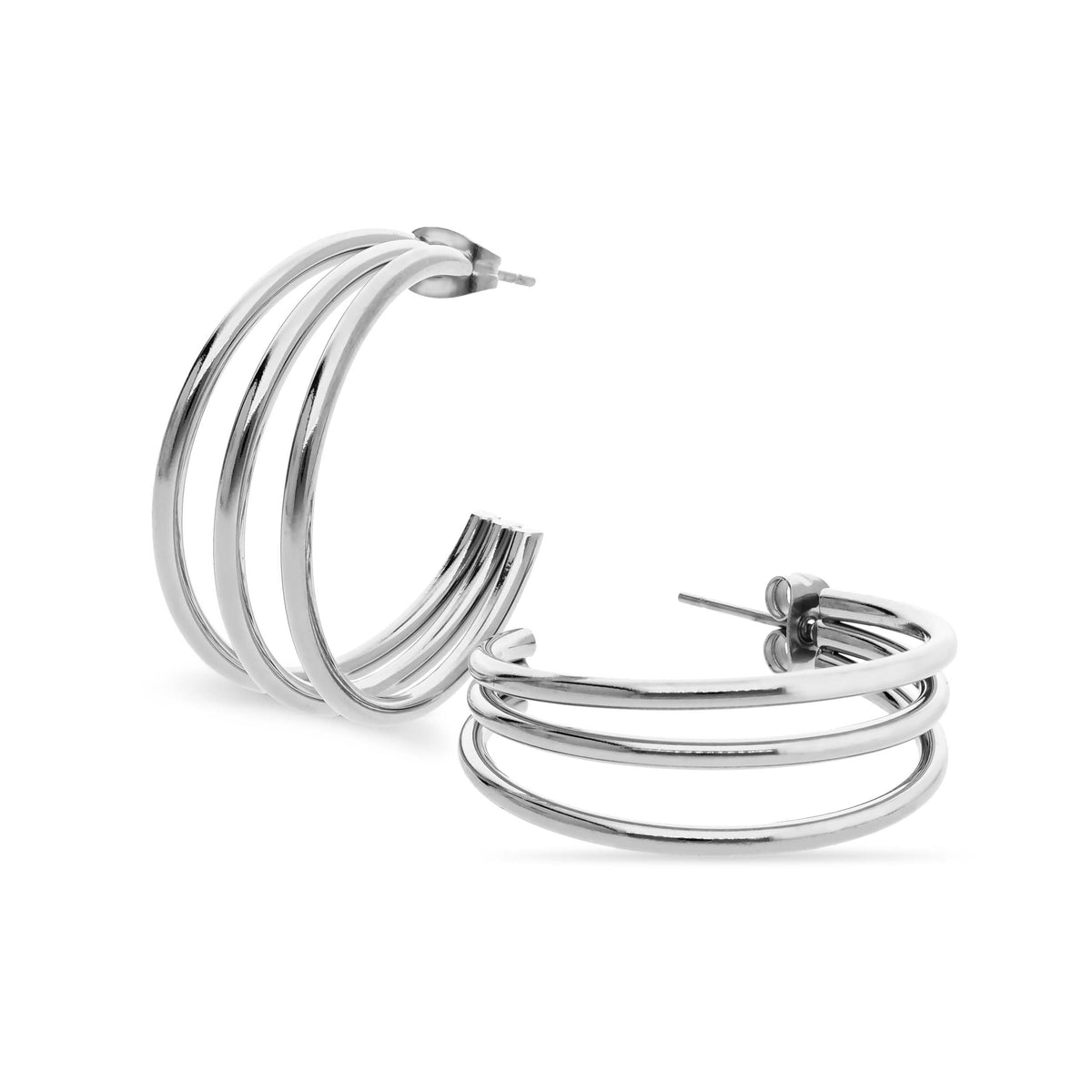 Multilayer earring silver - Stainless steel