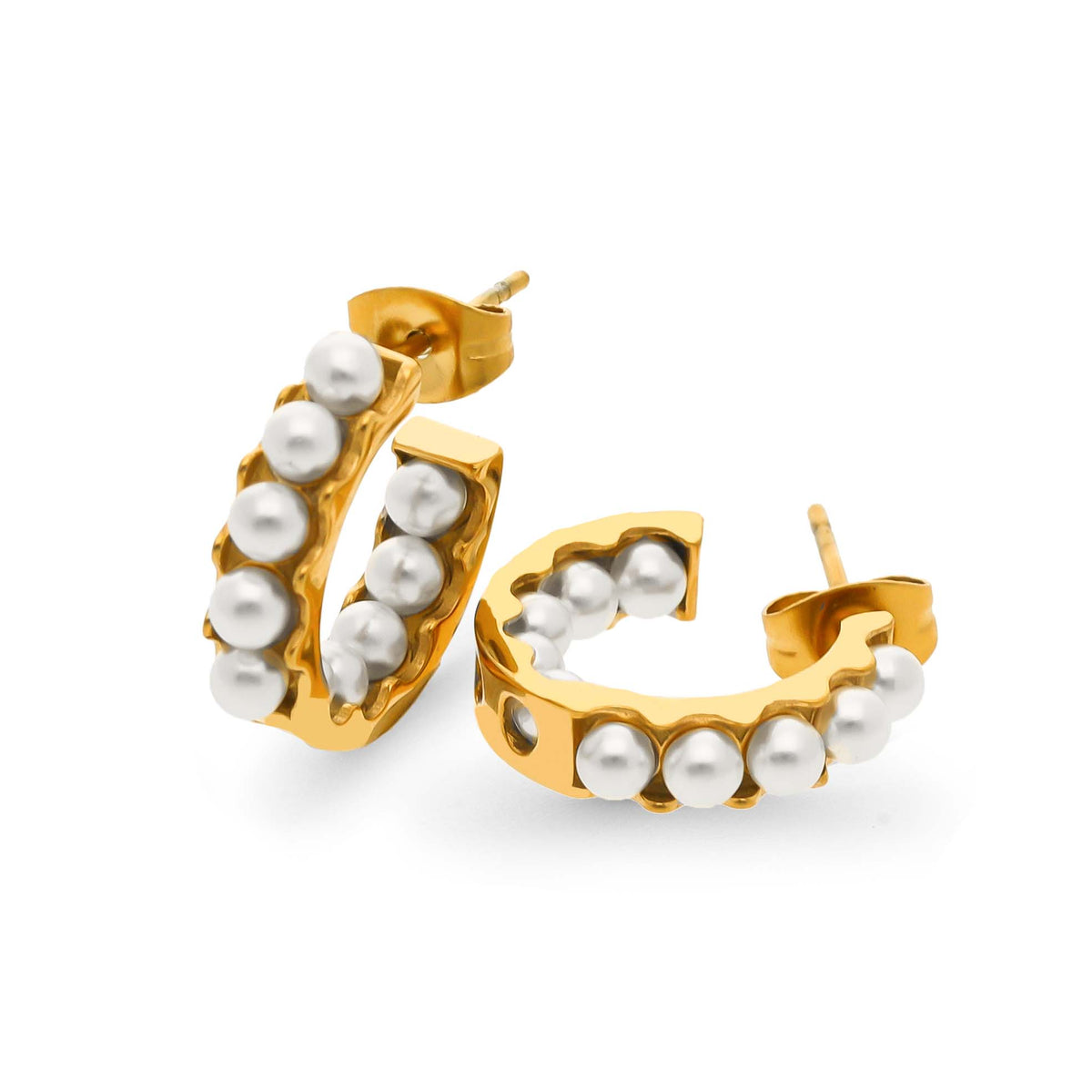Pearl earring gold - Stainless steel