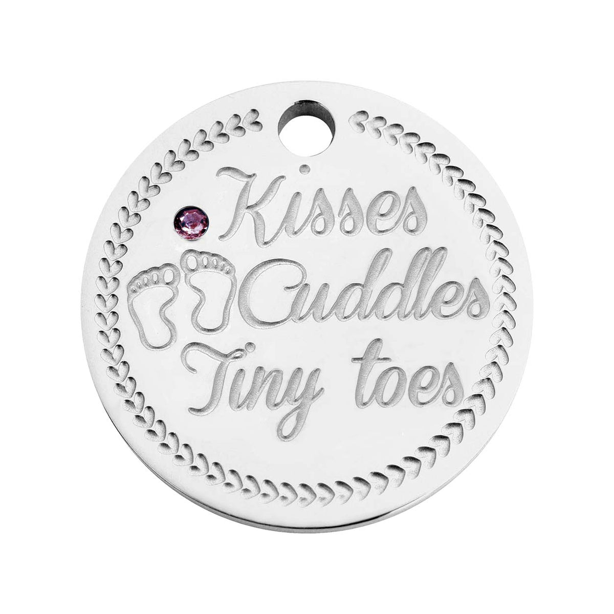 Coin babyfeet pink silver - Stainless steel