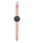 Pink leather strap silver - Stainless steel