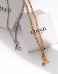 Letter & birthstone necklace silver