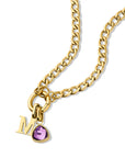 Letter & birthstone necklace gold