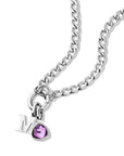 Letter & birthstone necklace silver