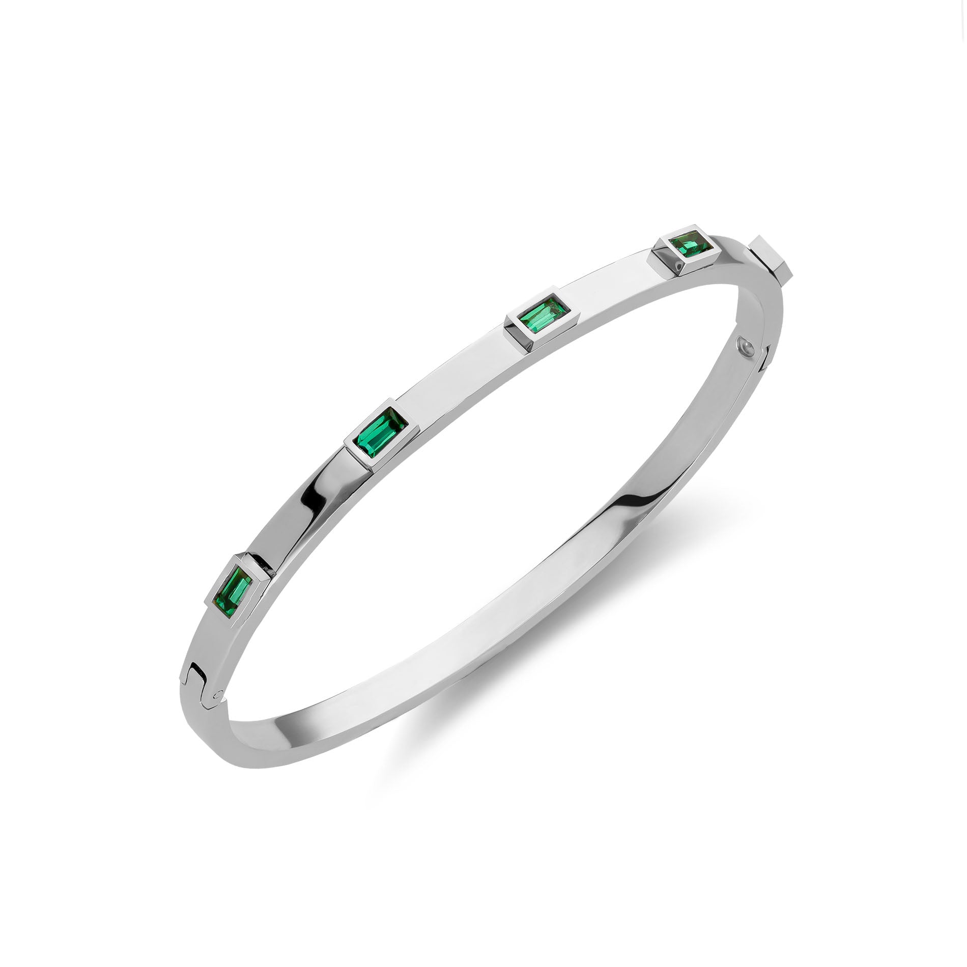 Emerald bangle silver
