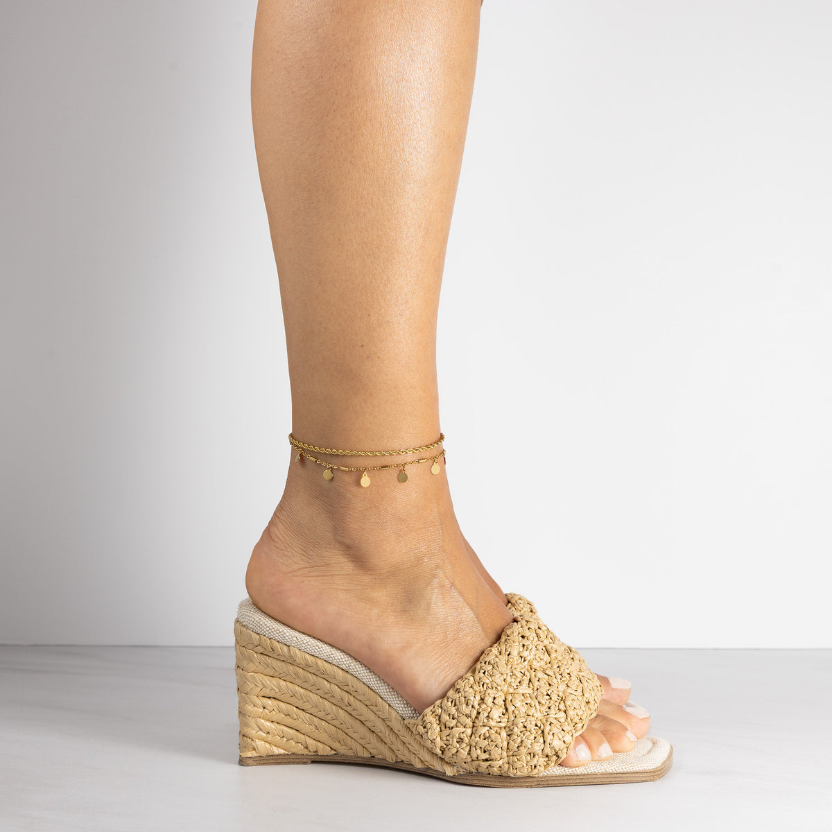 Double rope anklet - Stainless steel