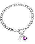Letter & birthstone bracelet silver - Personalized