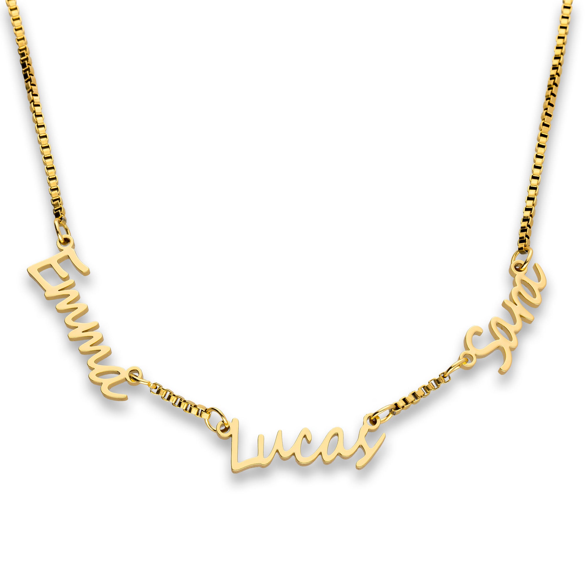 Multi name necklace gold