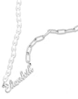 Pearl link name necklace silver