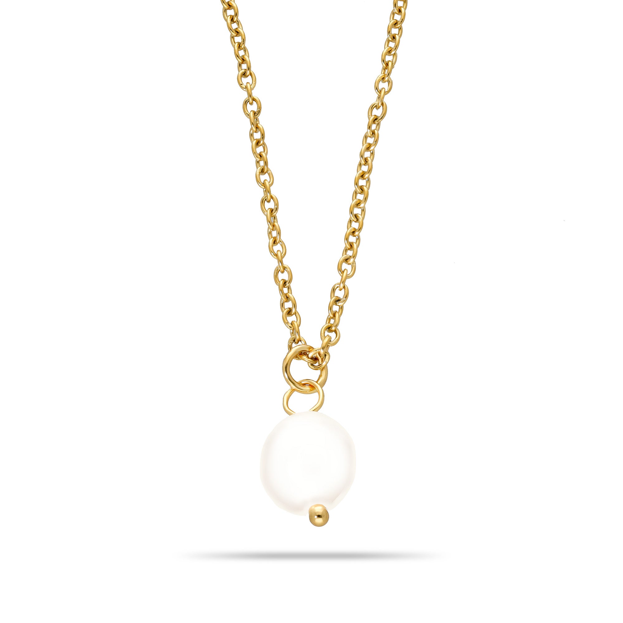 Pearl single necklace gold