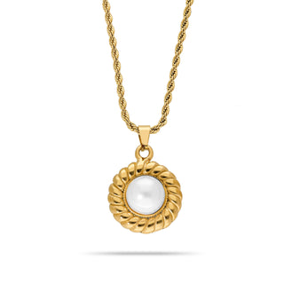 Pearl sun necklace gold
