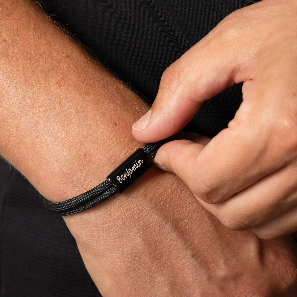 Rope bracelet black - Stainless steel