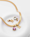 Letter & birthstone snake necklace - No discoloration