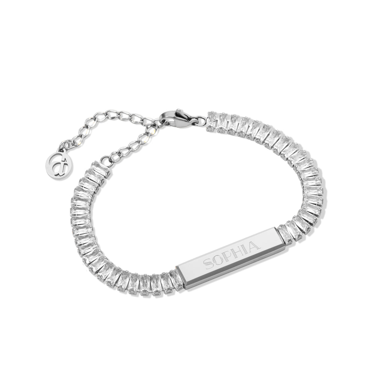 Tennis glow name bracelet silver - Personalized