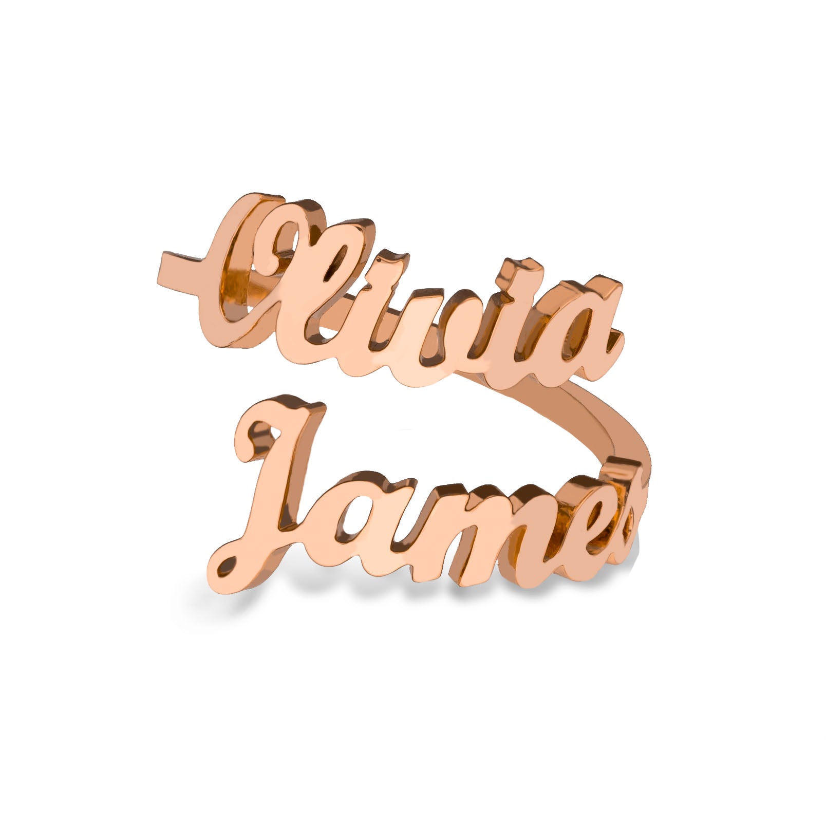 Two names ring rose gold