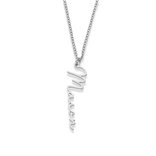 Vertical name necklace silver