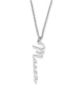 Vertical name necklace silver