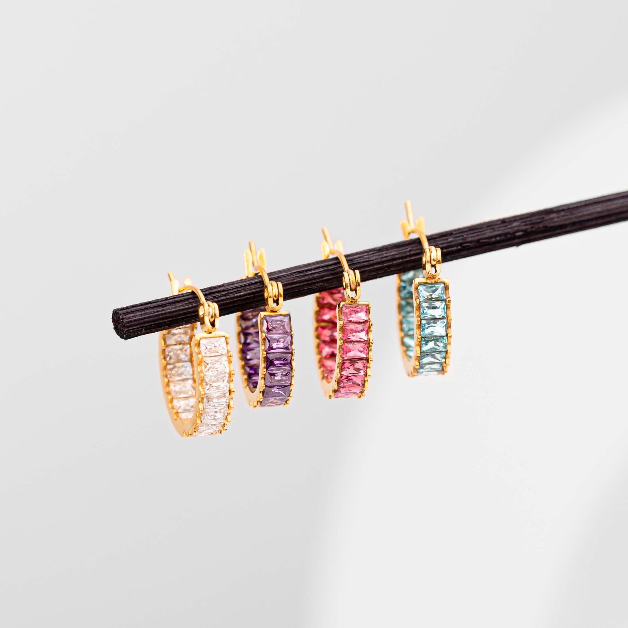 Coral earring aqua - Zirconia stones