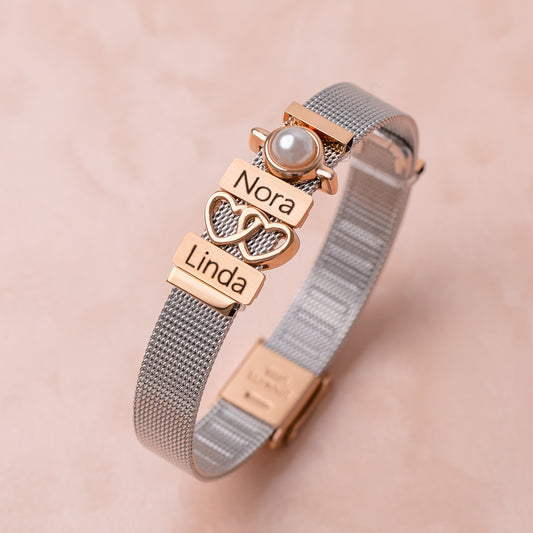 Mesh bracelet silver/rose luxe