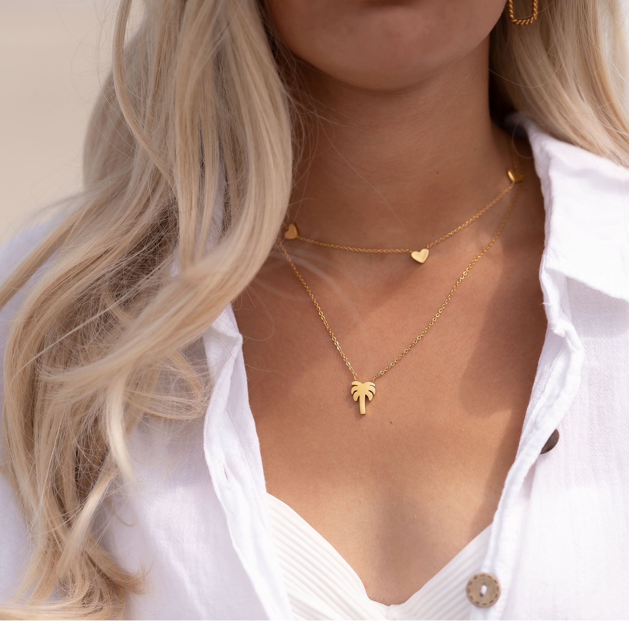 Palm tree necklace gold